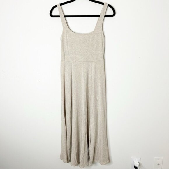 ARITZIA WILFRED Market Slit Dress Square neck Midi Tank jersey beige Size Small - Picture 4 of 15